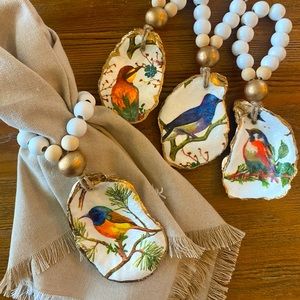 Oyster Shell Napkin Rings-BirdsSet of 4